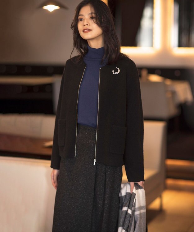 J.PRESS LADIES シルクネップ ツイード スカート グレー系