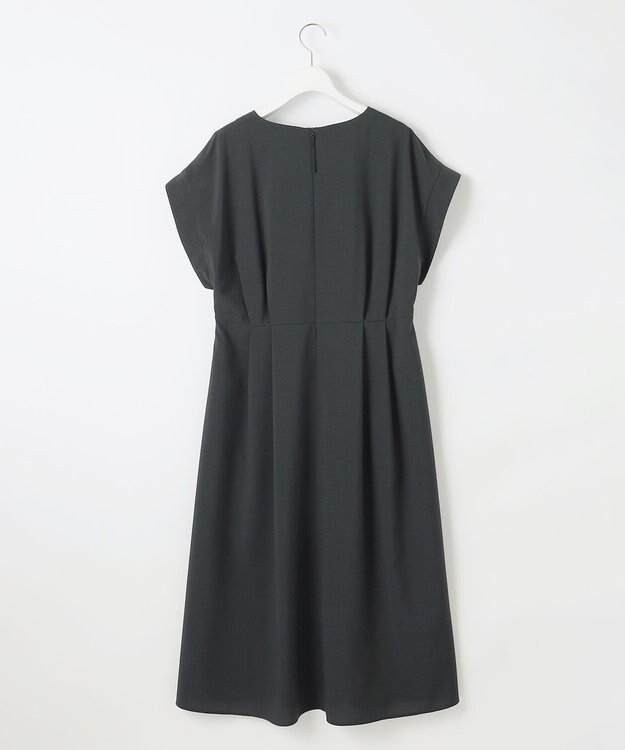 自由区 L 【17号サイズまで展開・カタログ掲載・UVカット・洗える】ウーステッドライク ワンピース ネイビー