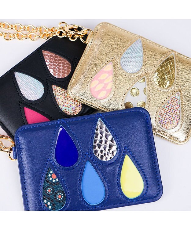 tsumori chisato CARRY ドロップス パスケース 定期入れ チェーンストラップ付き【かわいいデザイン！本革のやわらかな風合い】 ブルー