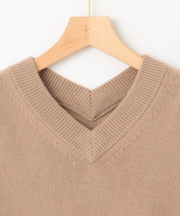 組曲 【8色展開・手洗い可】ウールカシミヤミックス Vネックニット ベージュ系