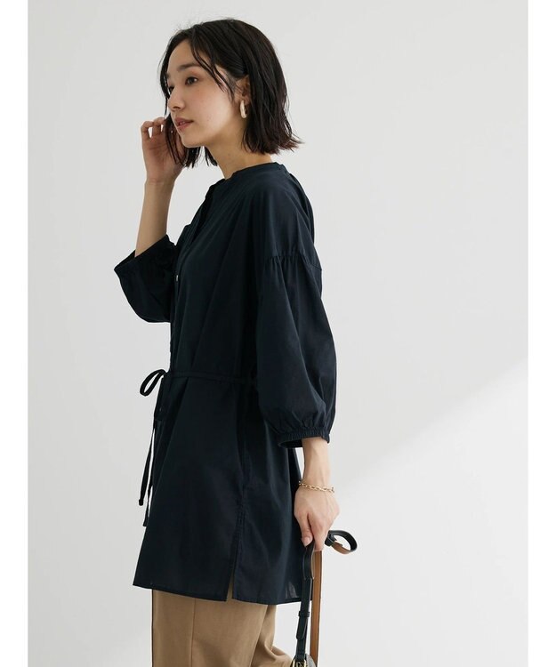 Green Parks スキッパーボリュームブラウスチュニック Black