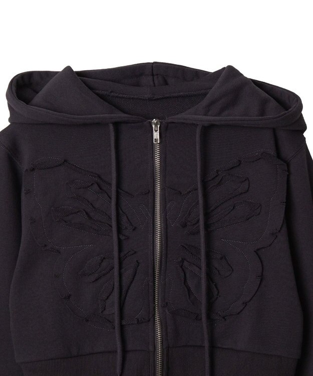 WEGO バタフライWジップショートパーカー ダークグレー