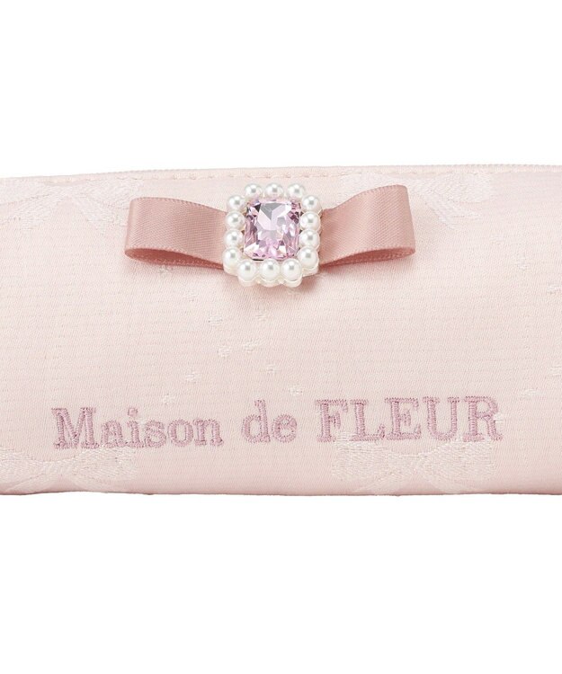 Maison de FLEUR リボンジャカードパールビジューロングポーチ Pink