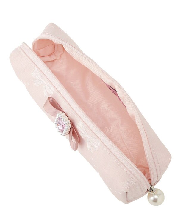 Maison de FLEUR リボンジャカードパールビジューロングポーチ Pink