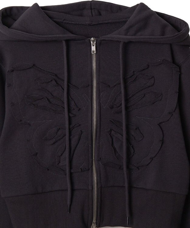 WEGO バタフライWジップショートパーカー ダークグレー