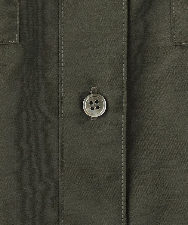 23区 【洗える】バンドカラー シアー シャツ カーキ系