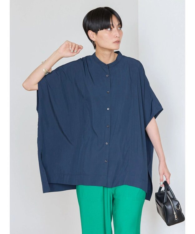 AMERICAN HOLIC 接触冷感ポンチョフレンチスリーブシャツ Navy