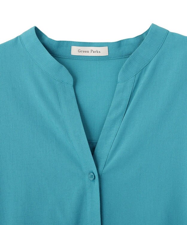 Green Parks 半袖シアースキッパーブラウス Blue