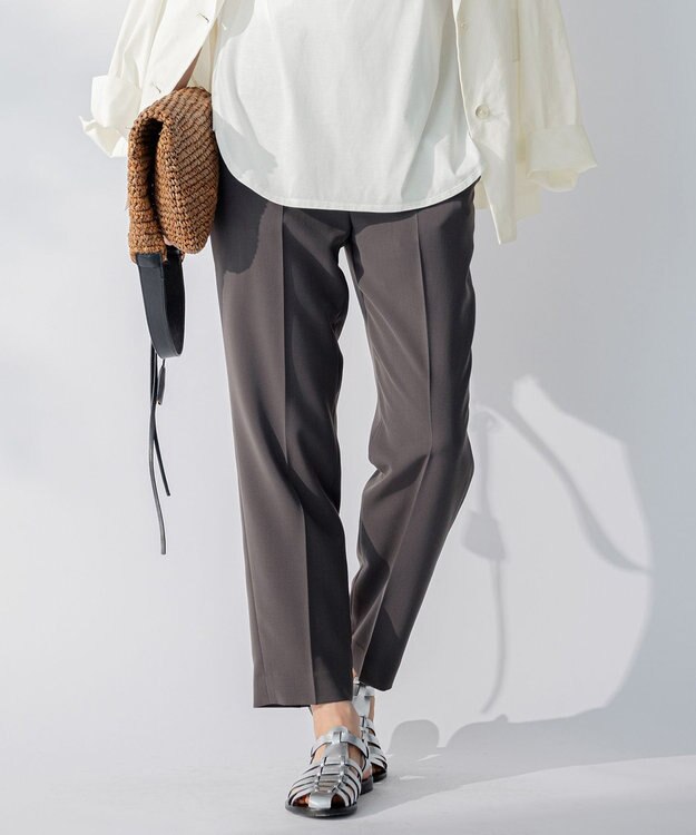 自由区 【洗える】2WAYツイル テーパードパンツ カーキ系