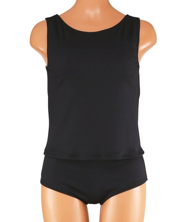 San-ai Resort（三愛水着楽園） 【再入荷】WEB限定商品　ポケット付きハーフジップラッシュパーカー＋リブタンキニ水着+レギンス5点セット【Beach Queen（ビーチクイーン）】 ライトグレー