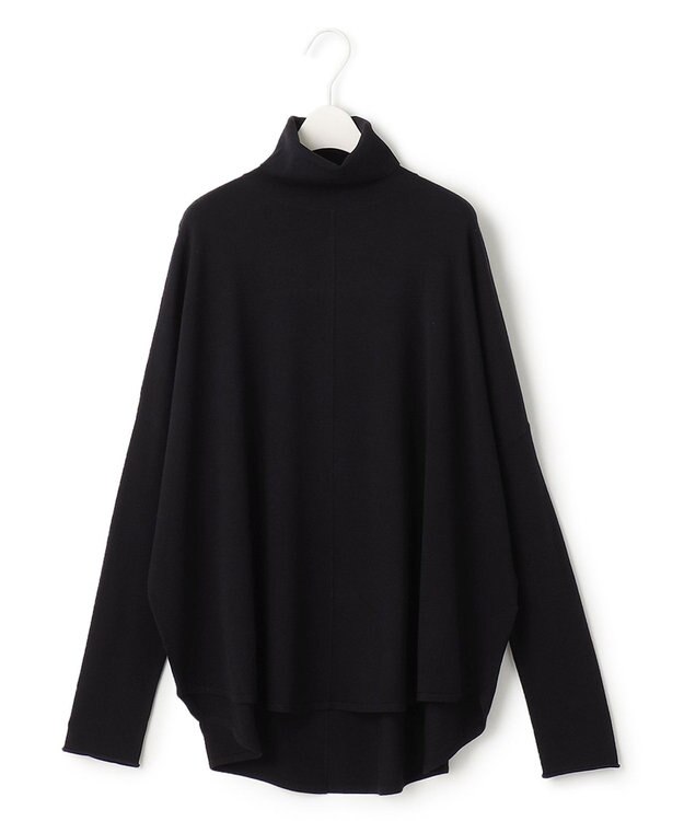 ICB 【洗える】 ヴィスコースワイド タートルネックプルオーバー ブラック系