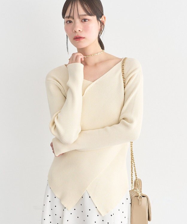 earth music&ecology クロスニットプルオーバー Ivory