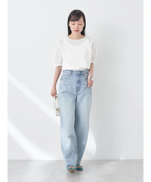 earth music&ecology 刺繍パフスリーブブラウス Off White