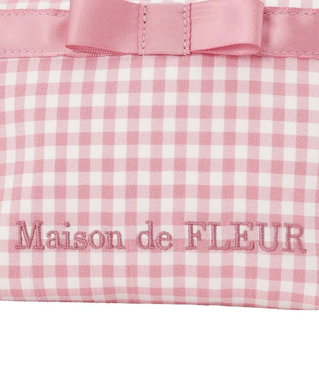 Maison de FLEUR ギンガムチェックスクエアポーチ Pink