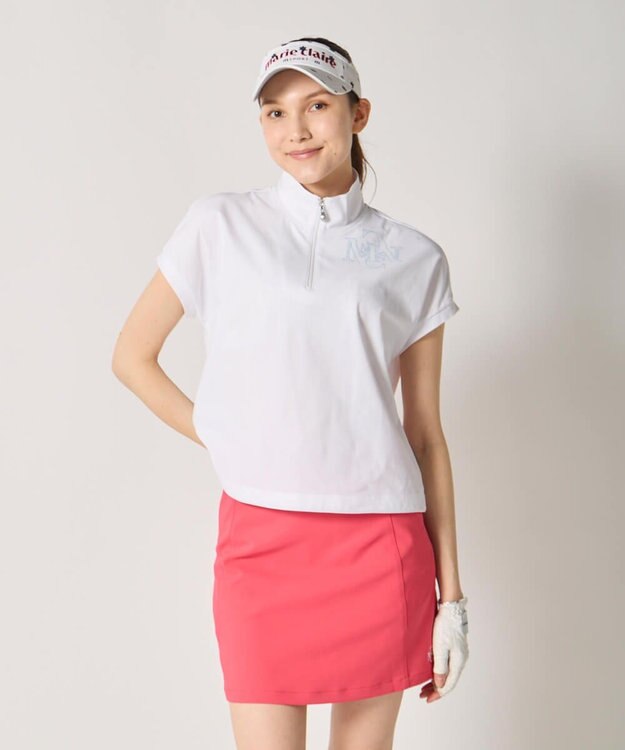 FILA GOLF／marie claire 【Marie claire sports】ハーフジップ半袖シャツ ホワイト