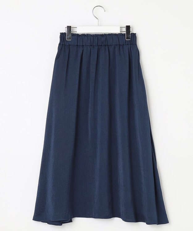 Feroux サテンギャザー スカート ネイビー系