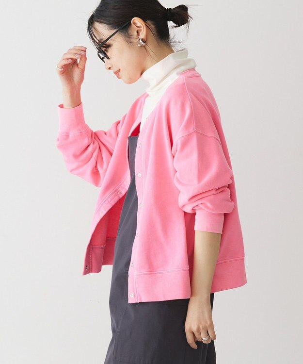 AMERICAN HOLIC ネオンカラーピグメント裏毛カーディガン Pink