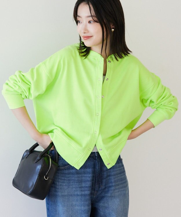 AMERICAN HOLIC ネオンカラーピグメント裏毛カーディガン Yellow