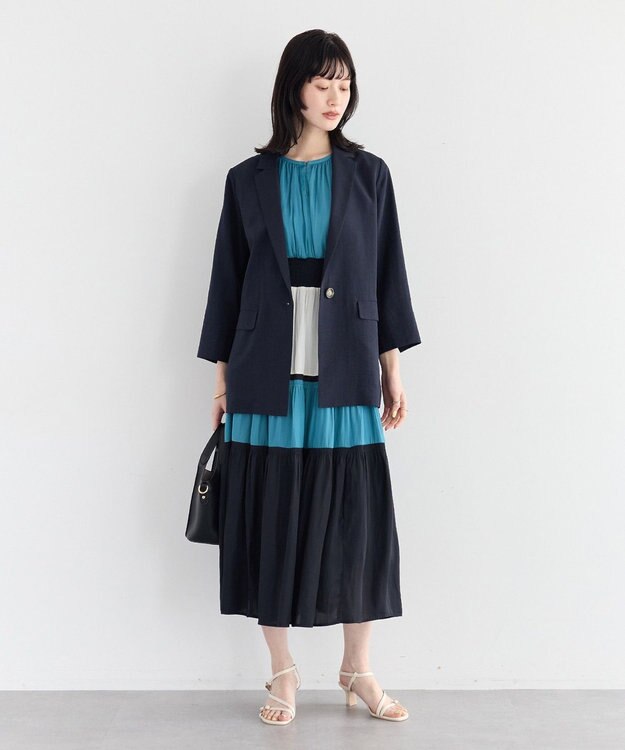 YECCA VECCA マシンウォッシャブルリネンライクジャケット Navy