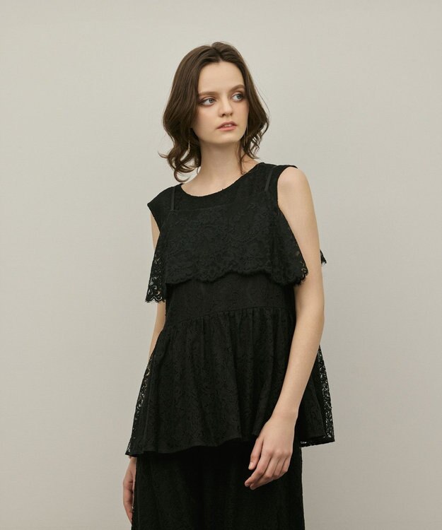 GRACE CONTINENTAL レイヤードレーストップ ブラック