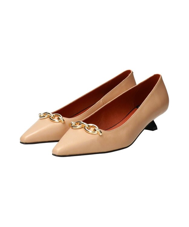 INTER-CHAUSSURES 【ANGEL ALARCON】ポインテッドトウチェーンパンプス ベージュ