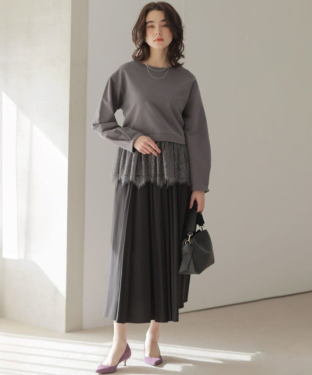 組曲 【レングス調整可能】バウンディングシャーティングスカート ブラック系