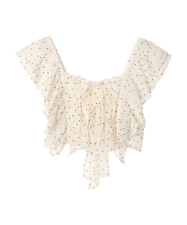 earth music&ecology フロッキードットフリルビスチェ Ivory