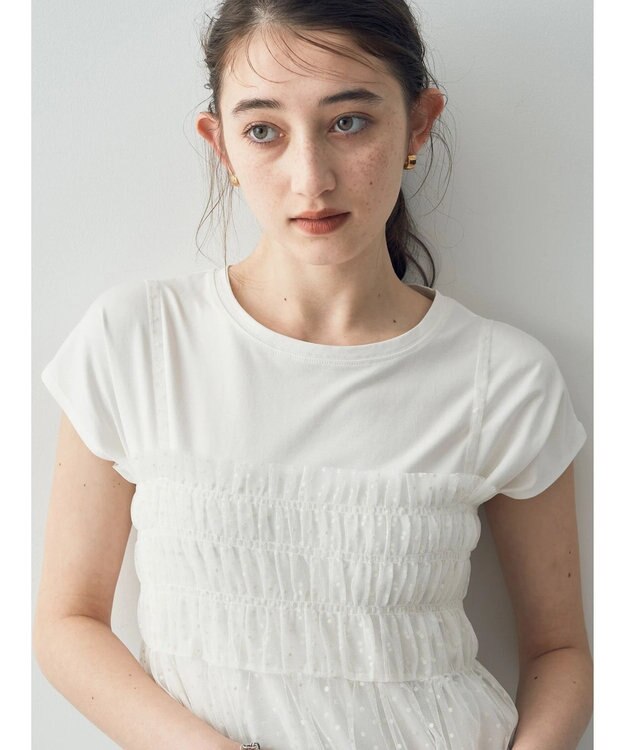 YECCA VECCA 【2点SET】マルチwayチュールオーバーキャミSET/Tee Off White