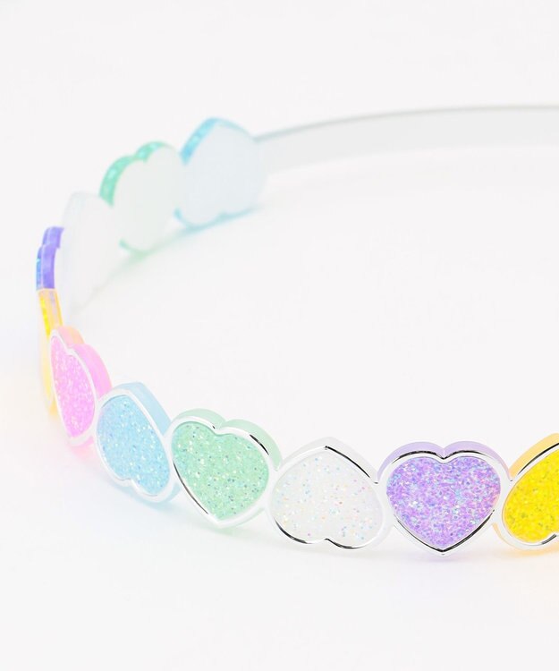 ANY KIDS キラキラ ハート カチューシャ カラフルレインボー