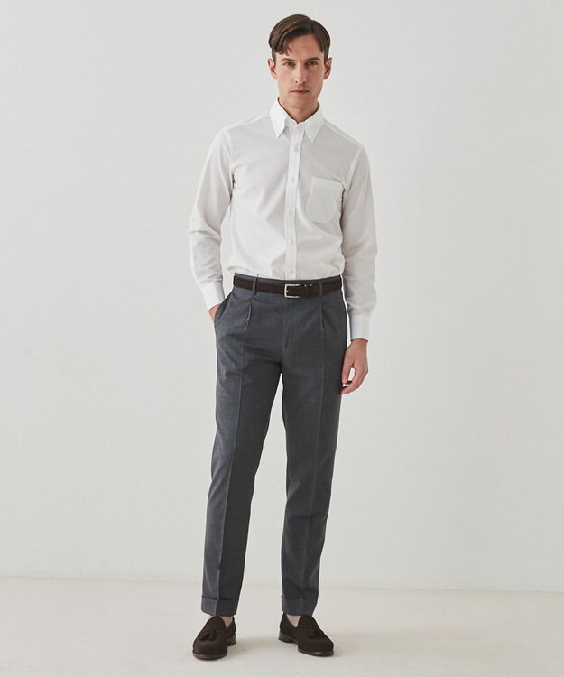 GOTAIRIKU 春夏向け【形態安定】SUMMERPREMIUMPLEATS_ボタンダウンカラー 長袖ドレスシャツ(25年春夏モデル) ホワイト系