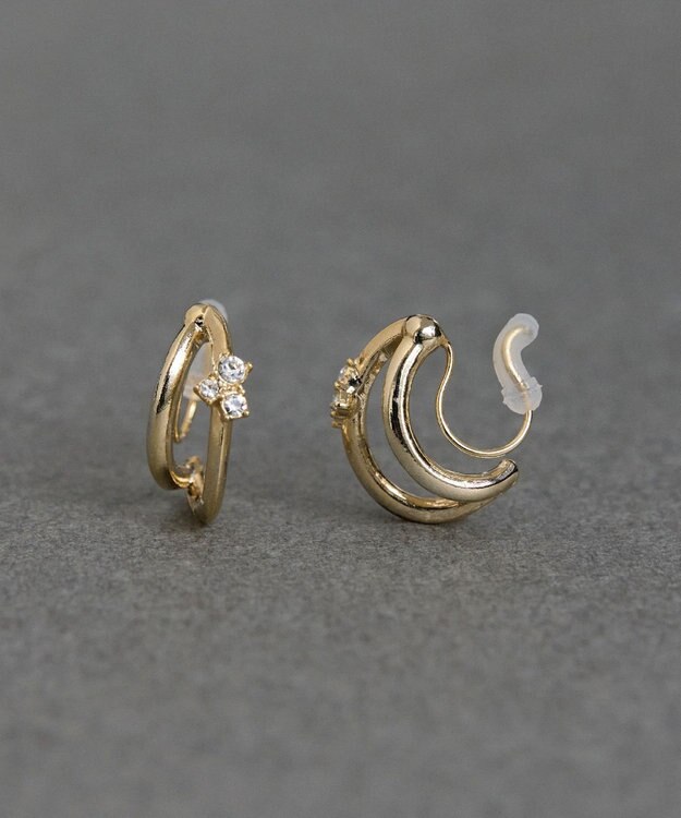 Phoebe 〈痛くないシリーズ/アレルギー対応〉シャイニーダブルフープライトフィットイヤリング　ゴールド ゴールド