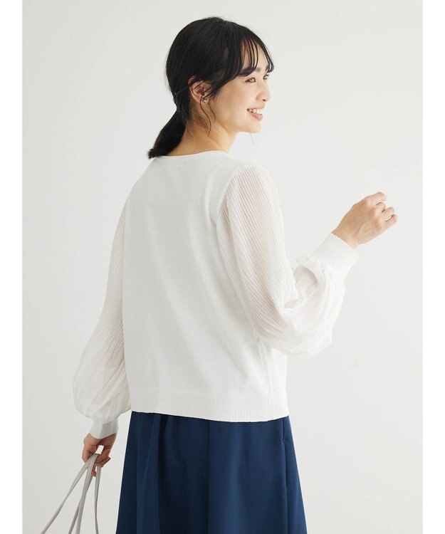 Green Parks プリーツ袖ニットプルオーバー Off White