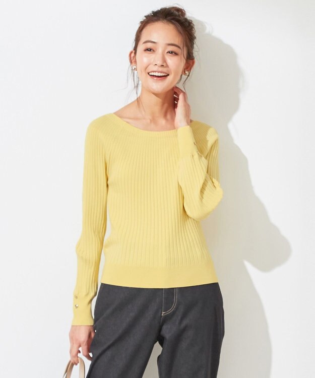 ANY SIS L 【洗える】キュウシンRIB ニット ライトイエロー