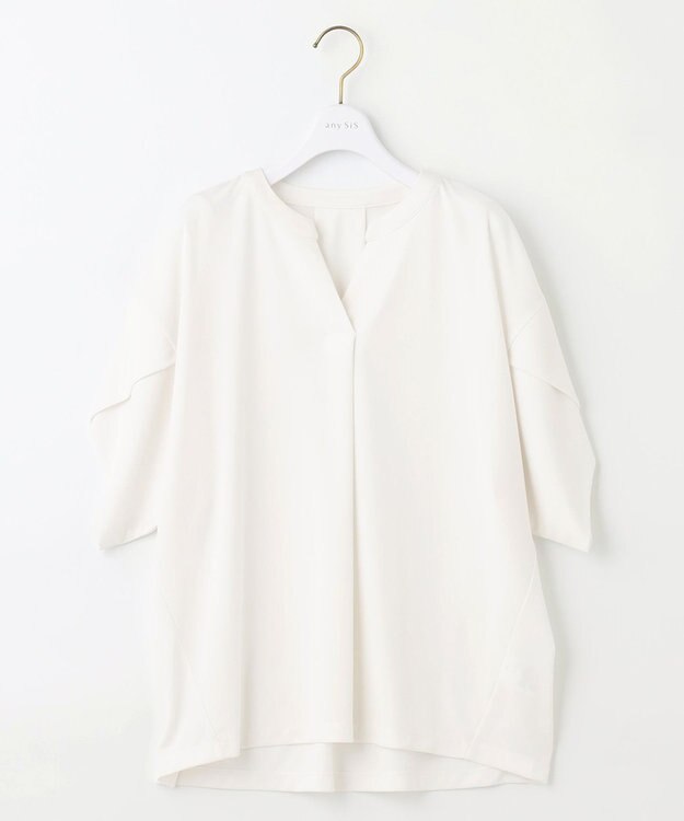 ANY SIS 【接触冷感・吸水速乾・UVケア】エアリードレープスムーススキッパー ブラウス オフ