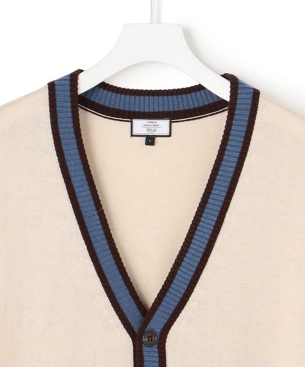 J.PRESS YORK STREET 【UNISEX】ハイゲージライン カーディガン アイボリー系