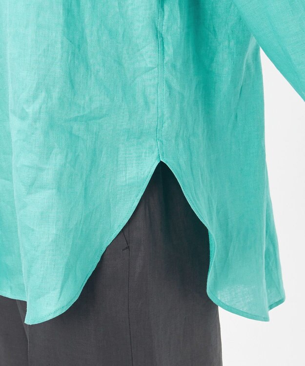 23区 【エステータ】チンツリネン オーバーサイズ シャツ ターコイズブルー系
