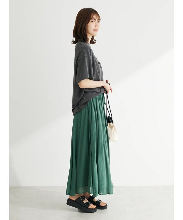 Green Parks インド綿　ふんわりボイルロングスカート Green