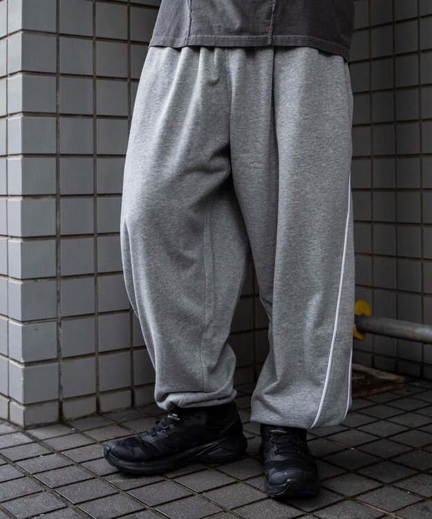 WEGO バレルレッグスウェットパンツ 杢グレー