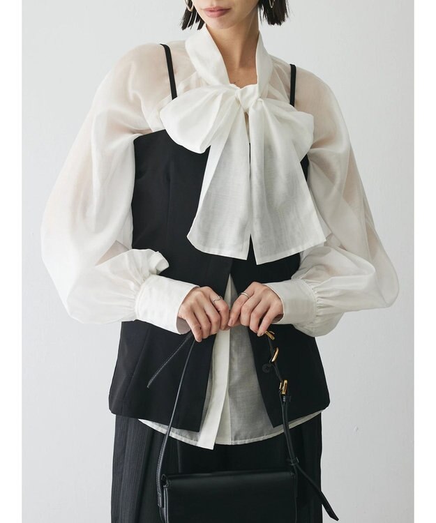 Green Parks AnriettMusee シアーボウタイブラウス Off White