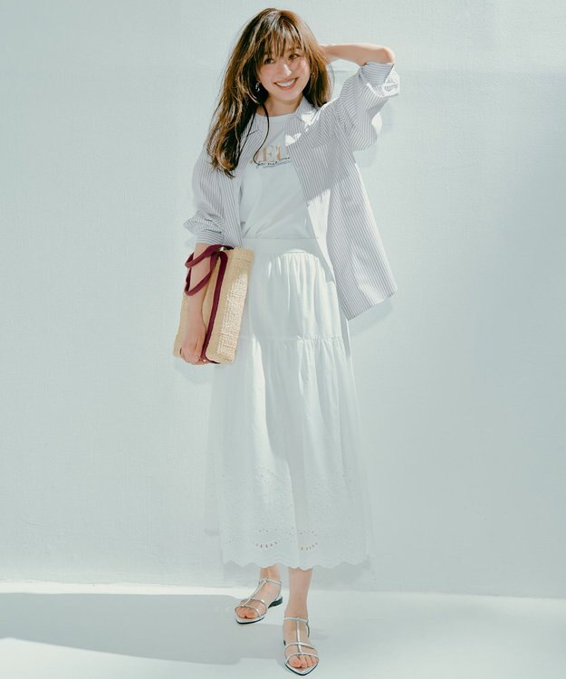 ANY SIS L 【接触冷感・UVカット】ラッシュガード シャツ グレーストライプ