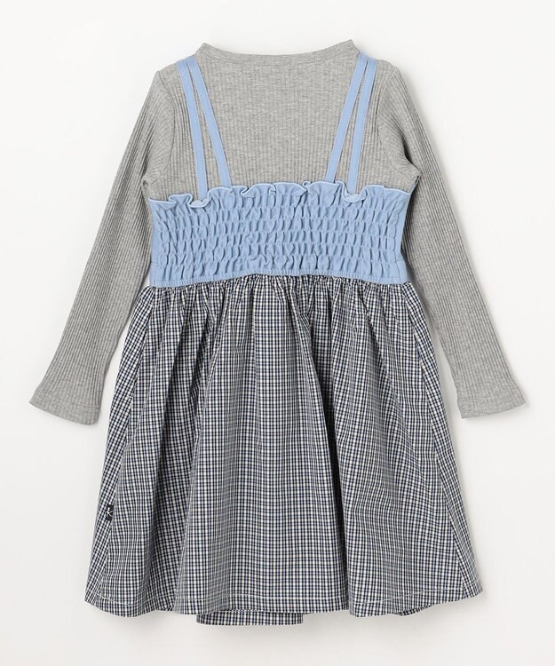 組曲 KIDS 【110-140㎝】 チェックドッキング ワンピース サックスブルー