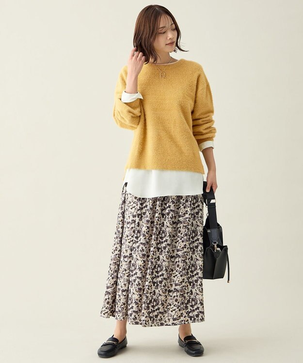 ANY L ショートシャギープルオーバーニット マスタード