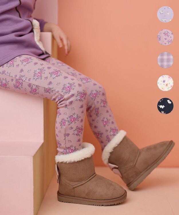 ANY KIDS 7days 裏シャギー 総柄 パンツ ピンク系小花柄