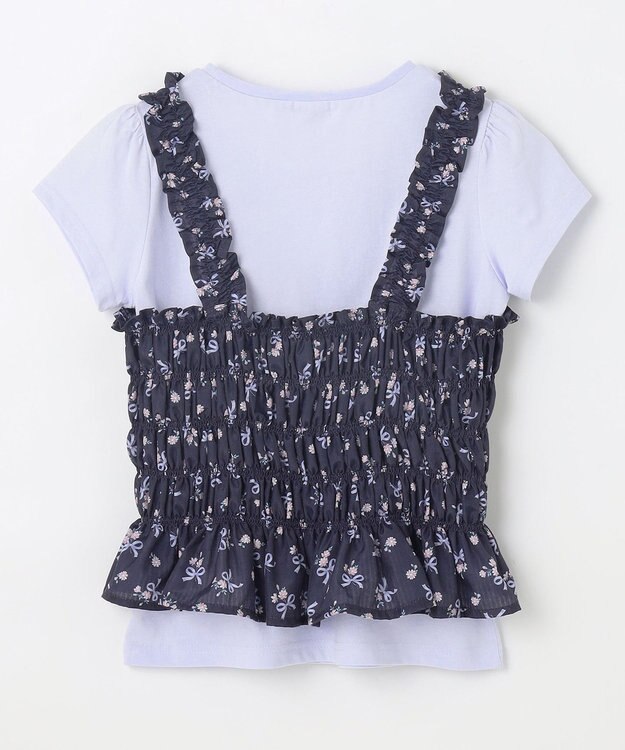 ANY KIDS フラワー×リボン ビスチェ付きTシャツ ネイビー