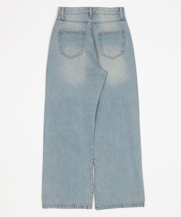 WEGO ダメージストレートデニムパンツ デニム淡加工色