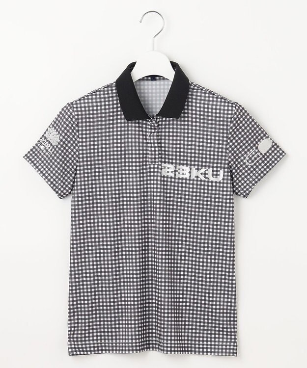 23区GOLF 【WOMEN】【接触冷感・UVケア・吸水速乾】ギンガムチェック柄 ポロシャツ ブラック系3