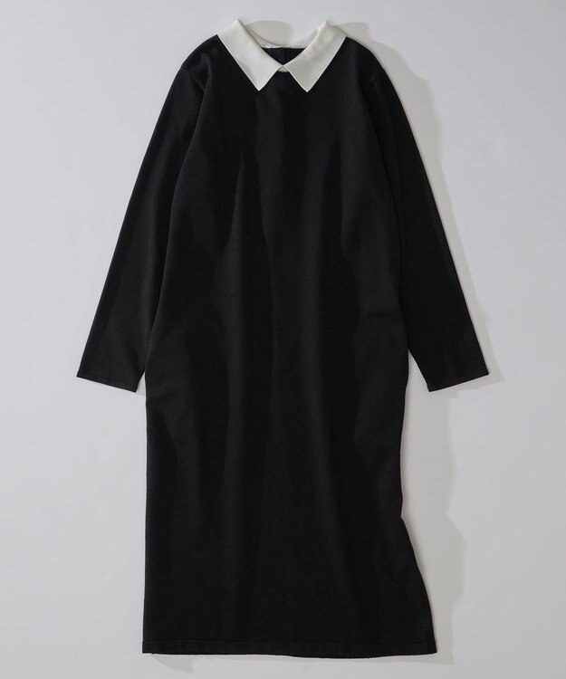 組曲 【新色追加！】Elena襟付き ニットワンピース ブラック系