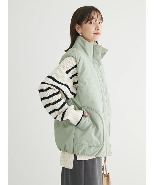 Green Parks 中わたスタンドカラーベスト Olive