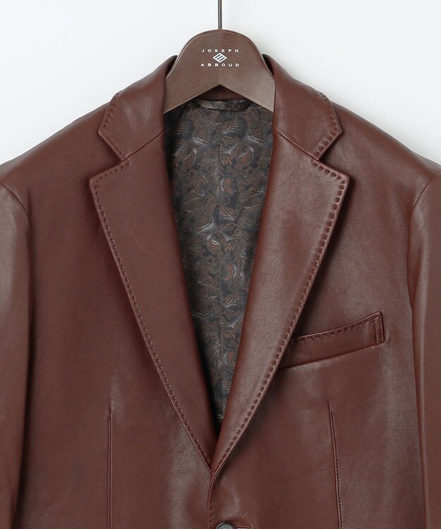 JOSEPH ABBOUD 【長く育てたいサスティナブルなレザー】ベジタブルラムレザージャケット ブラウン系