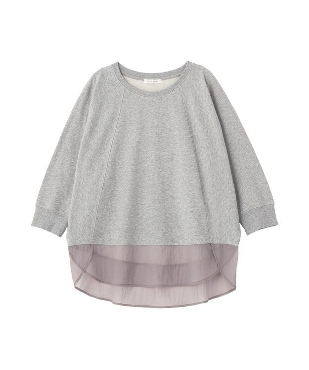 Green Parks 七分袖ドルマン裏毛シアードッキングプルオー Gray Mixture